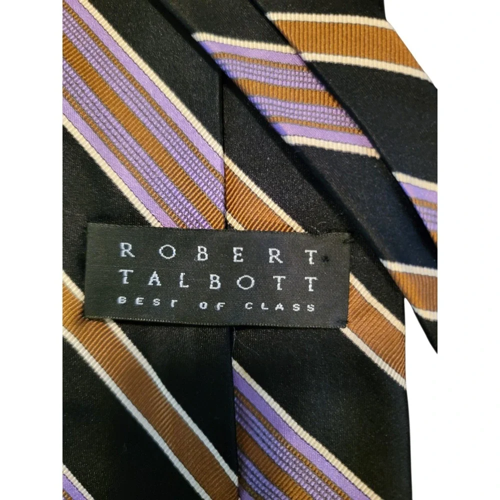 Robert Talbott Best of Class Silk Striped Tie Lavender‎ Tan Black Men 58